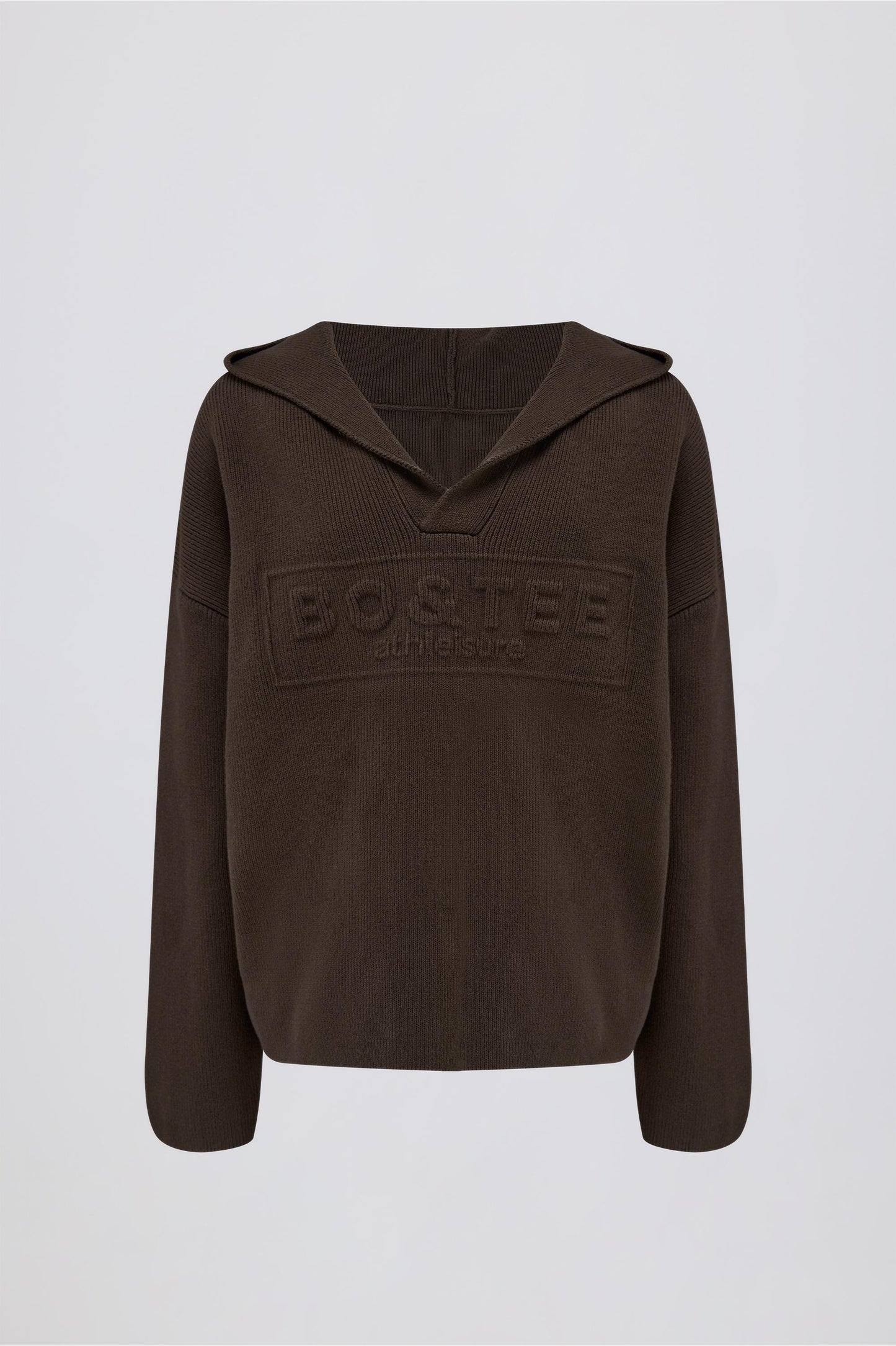 Ribbed-Knit Oversized Hoodie in Pecan