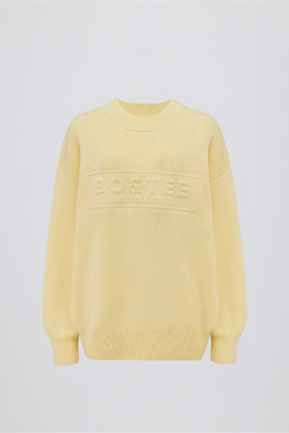 Ribbed-Knit Oversized Jumper in Lemon