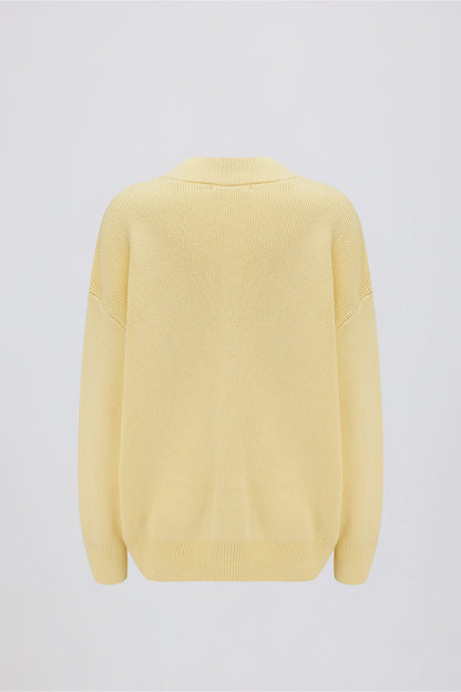 Ribbed-Knit Oversized Jumper in Lemon