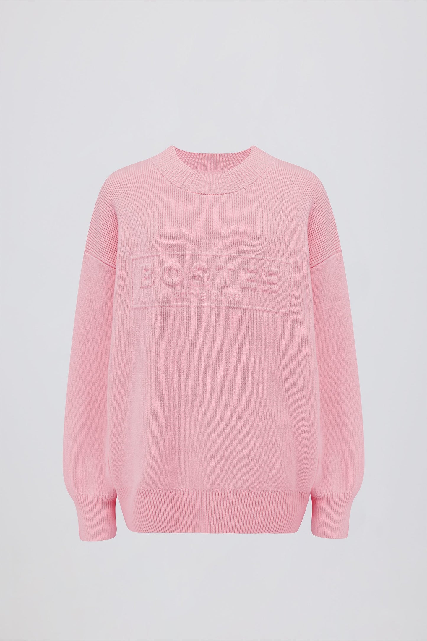 Ribbed-Knit Oversized Jumper in Pale Pink