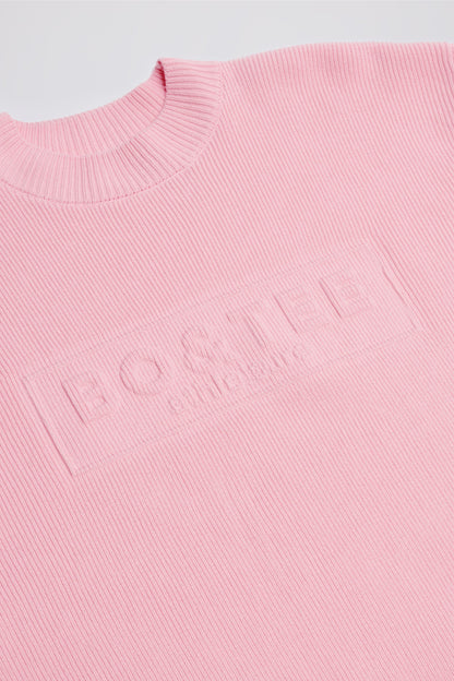 Ribbed-Knit Oversized Jumper in Pale Pink