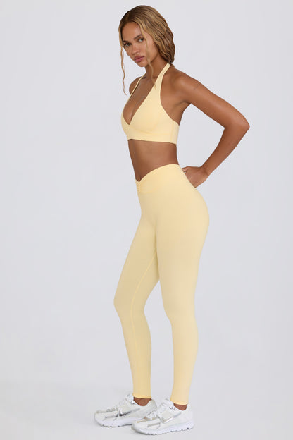 Ruched Mid-Rise Leggings in Lemon Marl