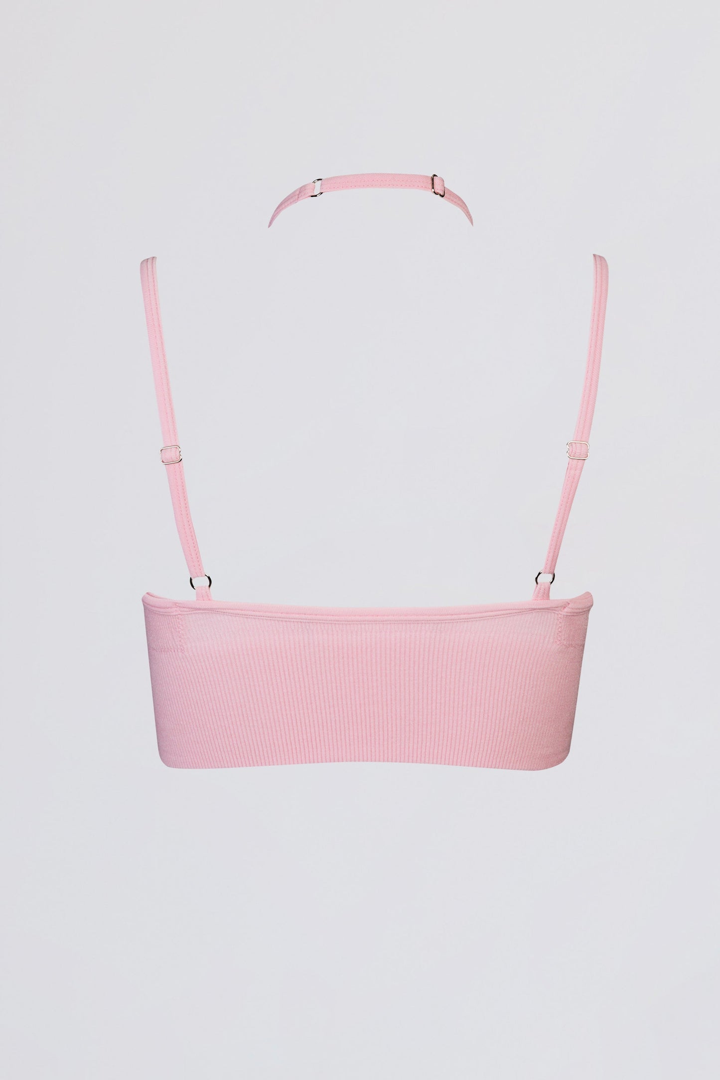 Seamless Soft Rib Crossover Sports Bra in Powder Pink