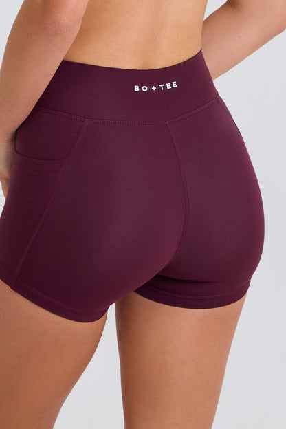 Soft Active Crossover Pocket Shorts in Burgundy