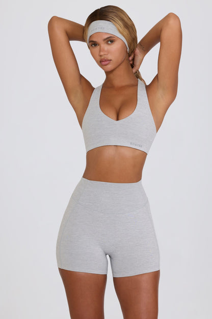 Soft Active Mini Shorts in Grey Marl