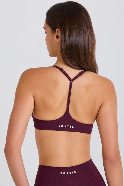 Soft Active Racerback Sports Bra in Burgundy