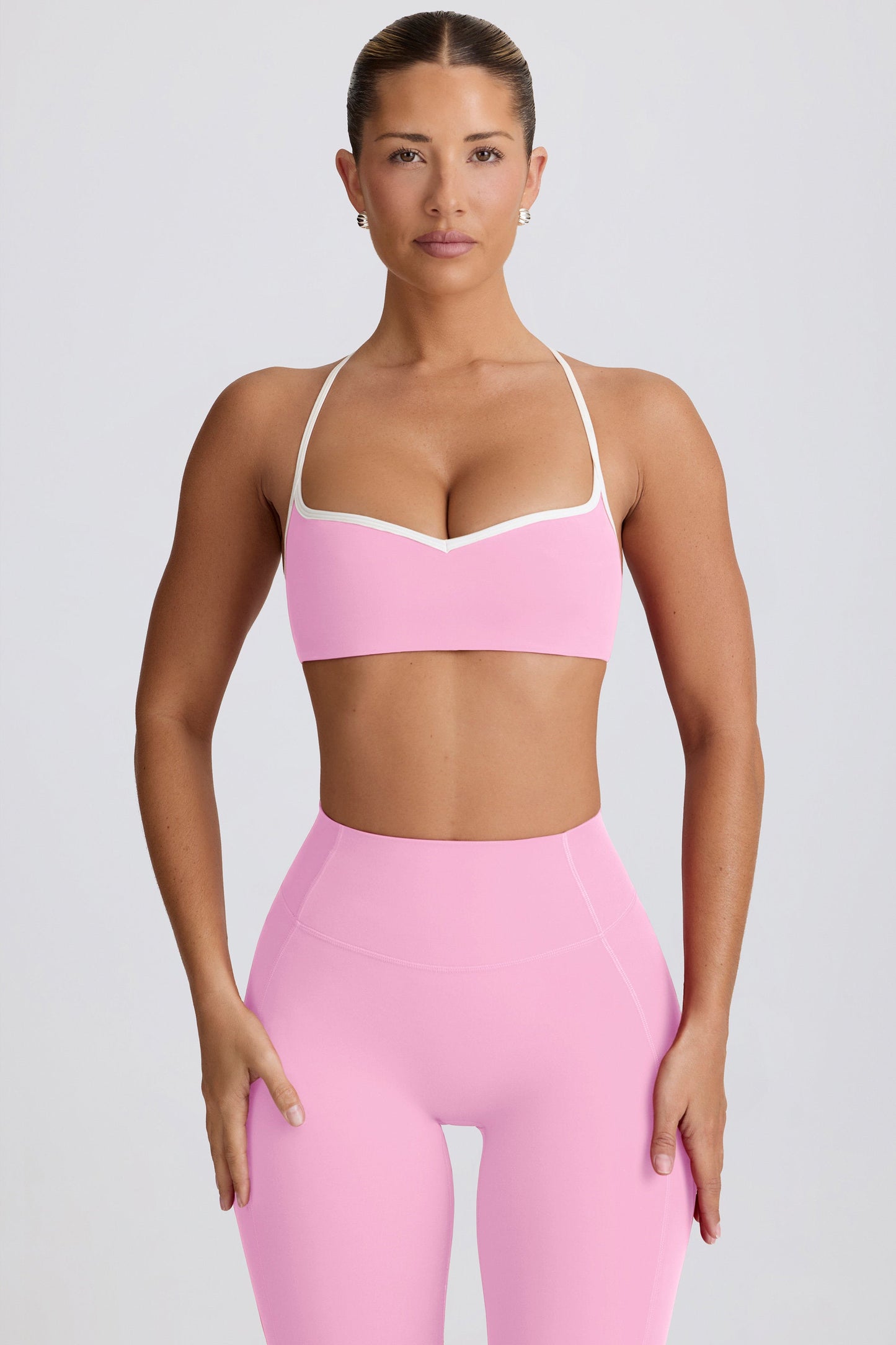 Soft Active Sweetheart-Neck Sports Bra in Baby Pink