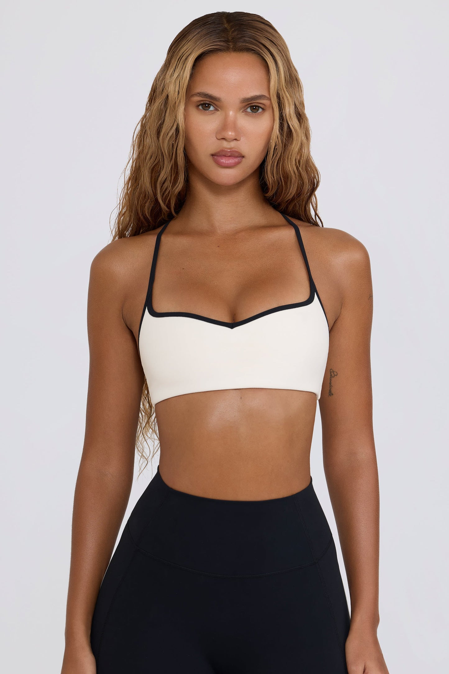 Soft Active Sweetheart-Neck Sports Bra in White