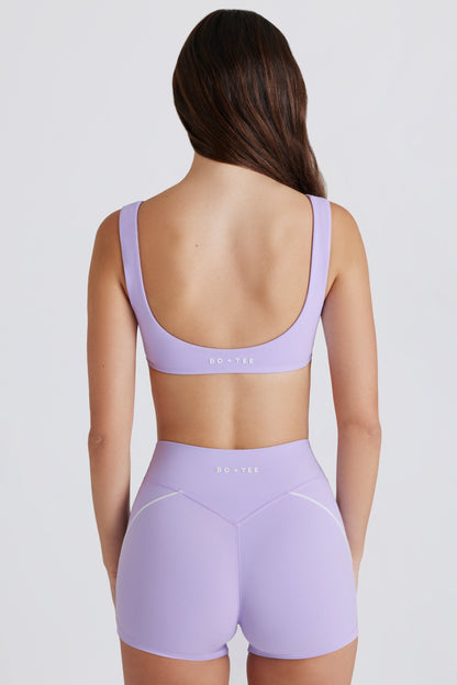 Soft Active Twist-Front Mini Shorts in Lilac