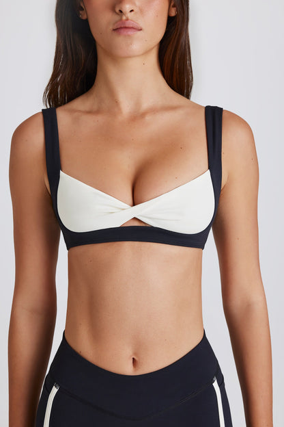 Soft Active Twist-Front Sports Bra in Black