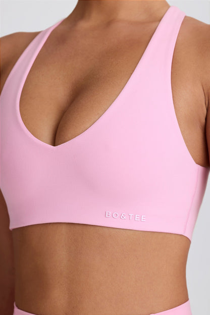 Soft Active V-Neck Sports Bra in Baby Pink