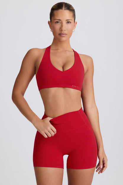 Soft Active V-Neck Sports Bra in Hot Red