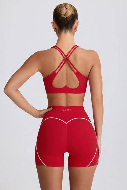 Soft Active V-Neck Sports Bra in Hot Red