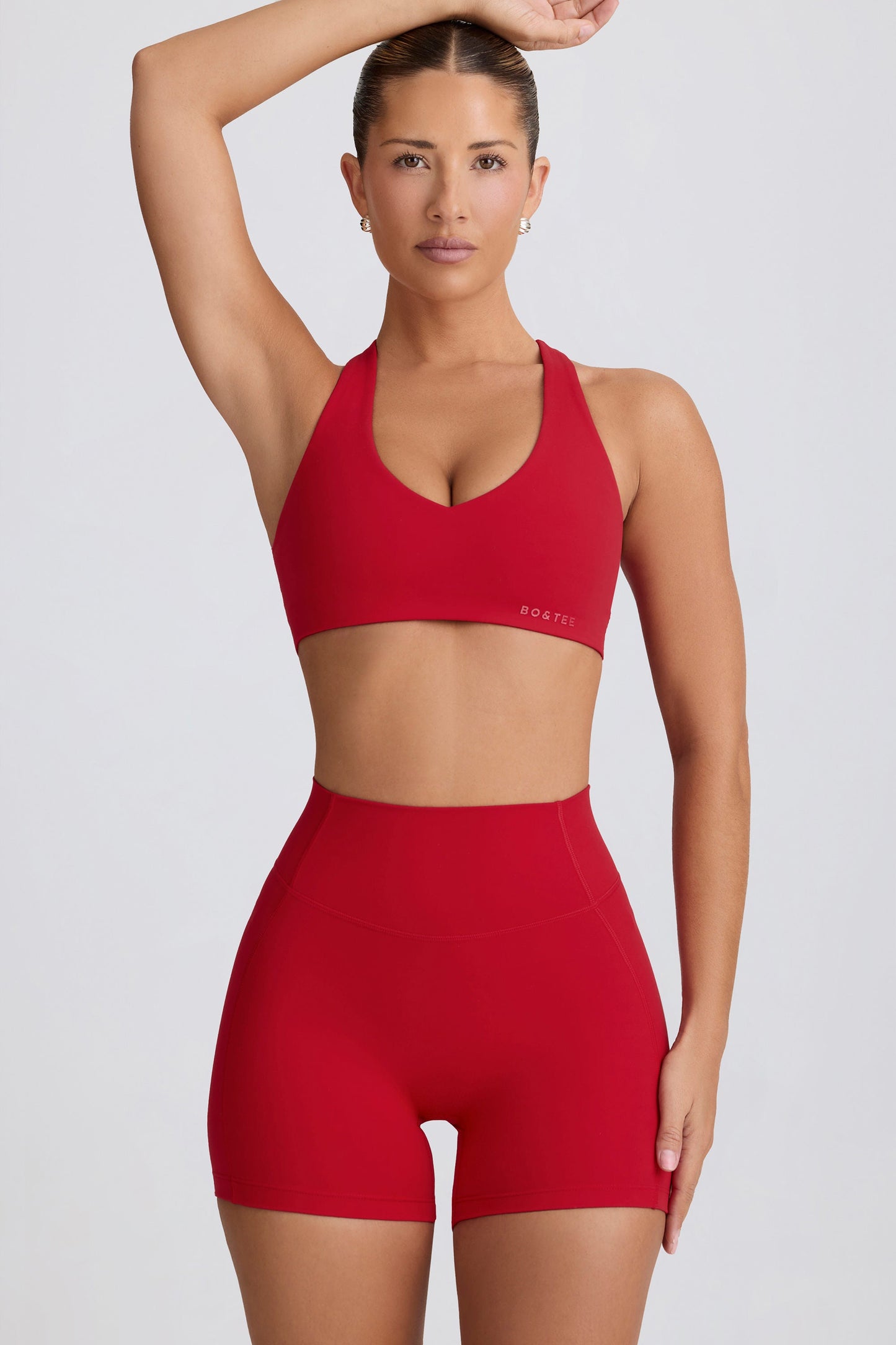 Soft Active V-Neck Sports Bra in Hot Red