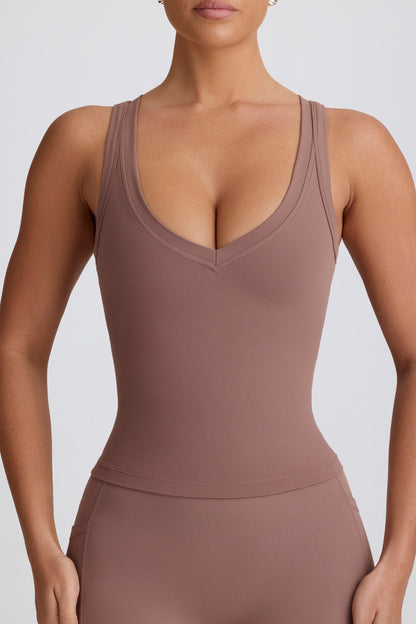 Soft Active V-Neck Tank Top in Mocha