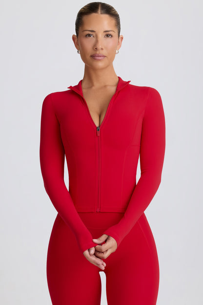 Soft Active Zip-Up Jacket in Hot Red
