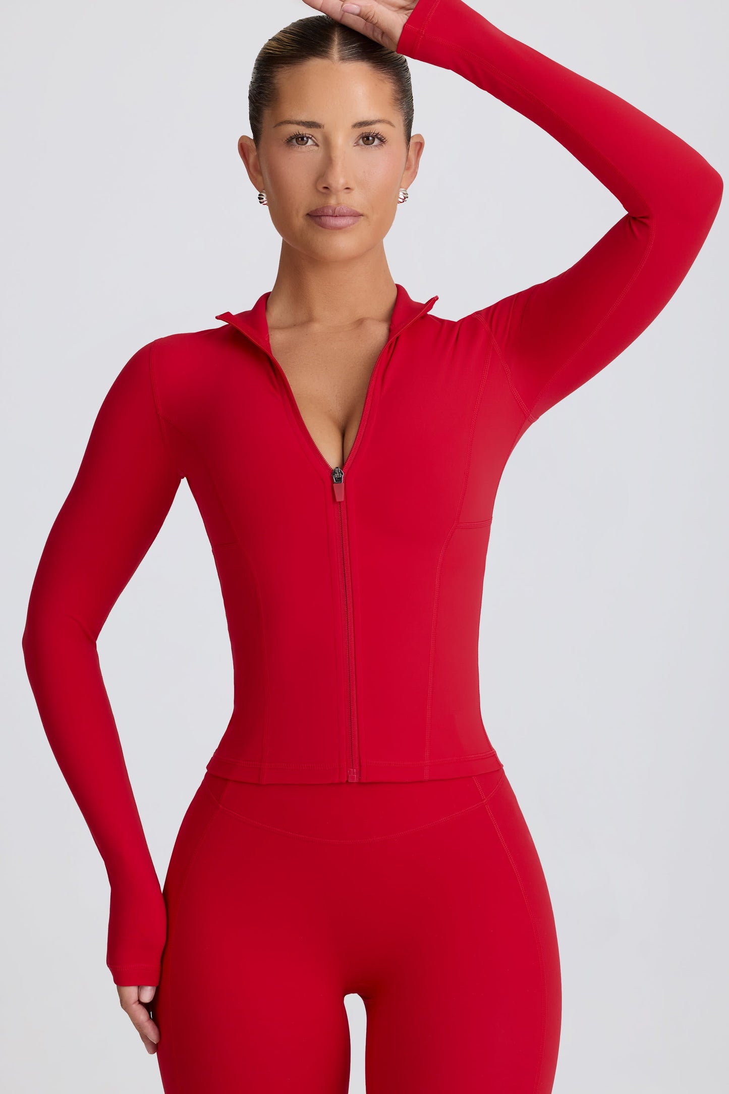 Soft Active Zip-Up Jacket in Hot Red