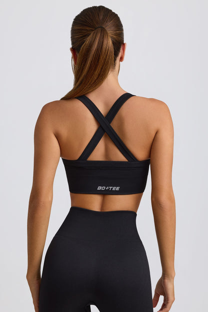 Super Sculpt Seamless Cross-Back Sports Bra in Black